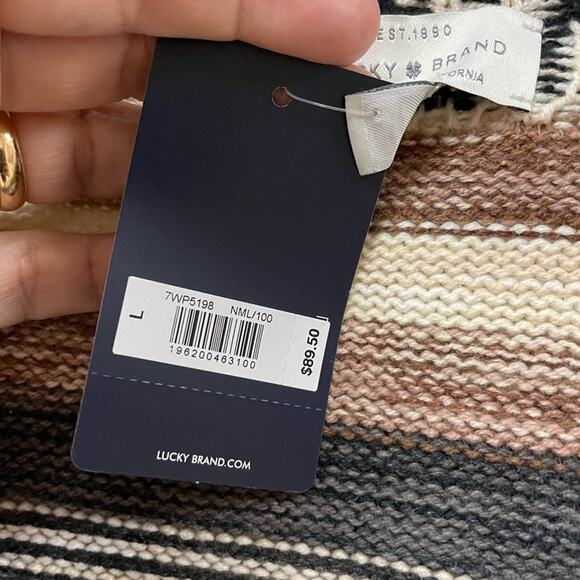 Lucky Brand Cotton Blend Aztec Jacquard Boyfriend Cardigan Sweater Large Nwt - Picture 7 of 9